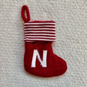 Red and White Striped “N” Kids Mini Stocking